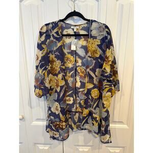 Maurice’s Blue Floral Ruffle Hem Kimono OSFA